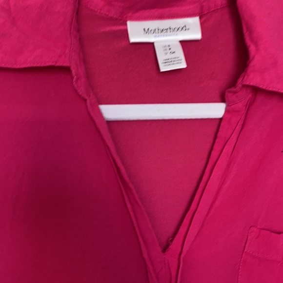 🆑 [4/$20] Hot Pink Motherhood Tunic Blouse Collar Stretchy button Top - Picture 2 of 5